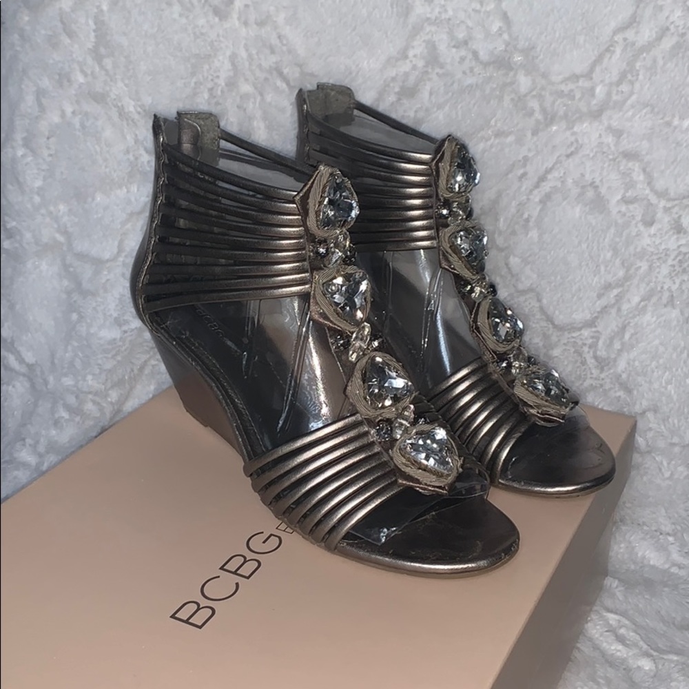 BCBGeneration Pewter Gladiator Style Sandals